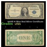 1935E $1 Blue Seal Silver Certificate Grades vf+