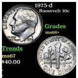 1975-d Roosevelt Dime 10c Grades GEM++ Unc