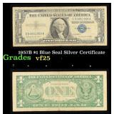 1957B $1 Blue Seal Silver Certificate Grades vf+