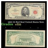 1963 $5 Red Seal United States Note Grades vf++