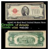 1928G $2 Red Seal United States Note Grades vf det