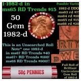 BU Shotgun Lincoln 1c roll, 1982-d 50 pcs Bank Wra