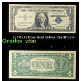 1957B $1 Blue Seal Silver Certificate Grades vf++