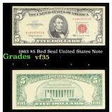 1963 $5 Red Seal United States Note Grades vf++