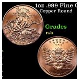 1oz .999 Fine Copper Bullion Round - Kraken style