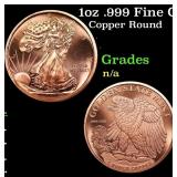 1oz .999 Fine Copper Bullion Round - Walking Liber