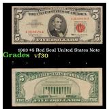 1963 $5 Red Seal United States Note Grades vf++