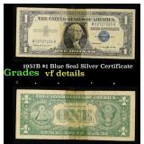 1957B $1 Blue Seal Silver Certificate Grades vf de