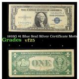 1935G $1 Blue Seal Silver Certificate Grades vf+ M
