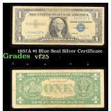1957A $1 Blue Seal Silver Certificate Grades vf+