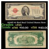 1928D $2 Red Seal United States Note Grades vf+