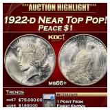 1922-d Peace Dollar Near Top Pop! $1 ms66+ SEGS