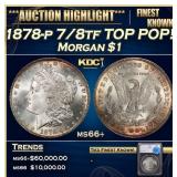 1878-p 7/8tf Morgan Dollar TOP POP! $1 ms66+ SEGS