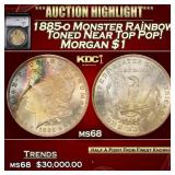 YC 1885-o Morgan Dollar Monster Rainbow Toned Near