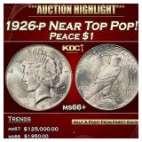 1926-p Peace Dollar Near Top Pop! $1 ms66+ SEGS