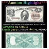 1880 $1 United States Note Grades AU Details Signa