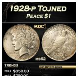 YC 1928-p Peace Dollar Tojned $1 Grades Select Unc