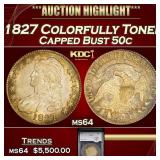 YC 1827 Capped Bust Half Dollar Colorfully Toned 5