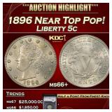 YC 1896 Liberty Nickel Near Top Pop! 5c ms66+ SEGS