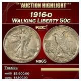 1916-d Walking Liberty Half Dollar 50c ms65 SEGS