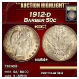 1912-d Barber Half Dollars 50c Choice+ Unc USCG