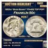 YC 1953-d Obv Die Clash FS-402 Franklin Half Dolla