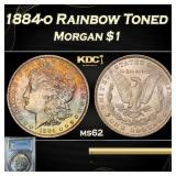 PCGS 1884-o Morgan Dollar Rainbow Toned $1 ms62 PC