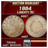 YC 1884 Liberty Nickel 5c ms67 SEGS
