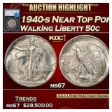 1940-s Walking Liberty Half Dollar Near Top Pop! 5