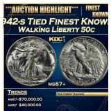 IC 1942-s Walking Liberty Half Dollar Tied Finest