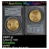 PCGS 1897-p Gold Liberty Double Eagle $20 ms63 PCG