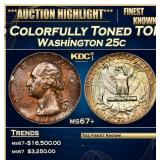 IC 1961-d Washington Quarter Colorfully Toned TOP