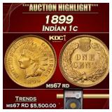 YC 1899 Indian Cent 1c ms67 rd SEGS