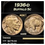 1936-d Buffalo Nickel 5c Grades GEM+ Unc
