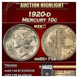 YC 1920-d Mercury Dime 10c ms65+ FSB SEGS