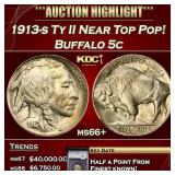YC 1913-s Ty II Buffalo Nickel Near Top Pop! 5c ms