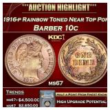 PCGS 1916-p Barber Dime Rainbow Toned Near Top Pop