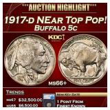 1917-d Buffalo Nickel NEar Top Pop! 5c ms66+ SEGS