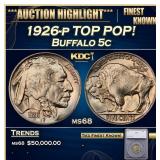 1926-p Buffalo Nickel TOP POP! 5c ms68 SEGS