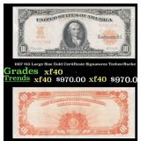 1907 $10 Large Size Gold Certificate Grades xf Sig