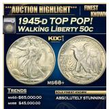 YC 1945-d Walking Liberty Half Dollar TOP POP! 50c