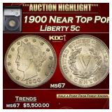 YC 1900 Liberty Nickel Near Top Pop! 5c ms67 SEGS