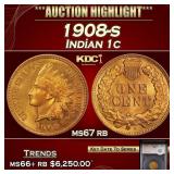 YC 1908-s Indian Cent 1c ms67 rb SEGS