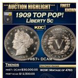 1909 Proof Liberty Nickel TOP POP! 5c pr67+ DCAM S
