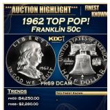 IC 1962 Proof Franklin Half Dollar TOP POP! 50c pr