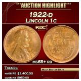 1922-d Lincoln Cent 1c ms65+ rb SEGS