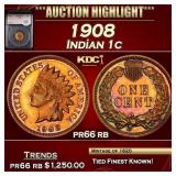 YC 1908 Proof Indian Cent 1c pr66 rb SEGS