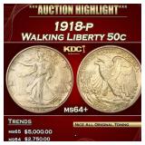 1918-p Walking Liberty Half Dollar 50c ms64+ SEGS