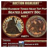 1884 Proof Seated Half Dollar Rainbow Toned Near T