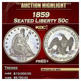 1859 Proof Seated Half Dollar 50c pr65+ SEGS